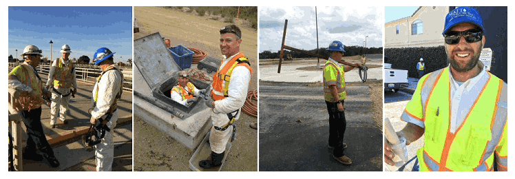 water main disinfection specialists on job sites smiling